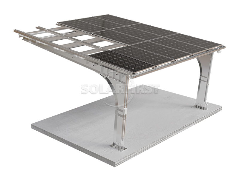 carbon steel cantilever solar carport with EV charger