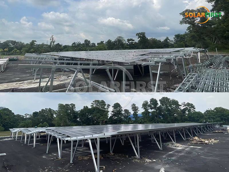 Solução de estacionamento fotovoltaico integrado ao edifício (BIPV) com energia solar de 627 kWp na Malásia.