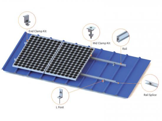 l suporte de pé para o sistema de montagem de telhado de estanho solar