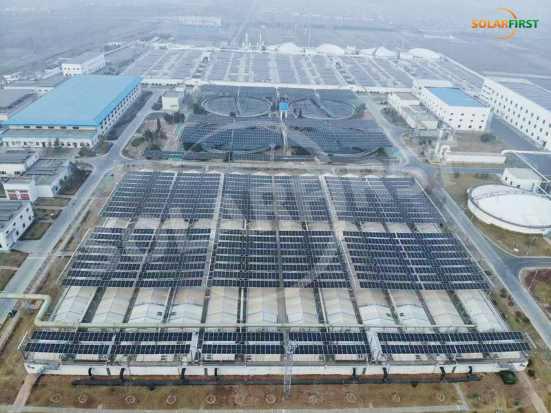 Zibo Shandong 1.9MWp Sistema de Montagem Flexível - Projeto de Estação de Descarte de Esgoto